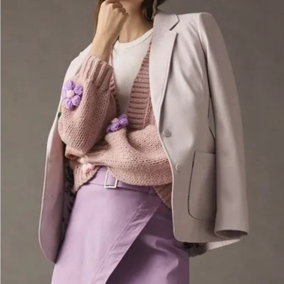 Anthropologie Jackets & Blazers - 🟪NWT Anthropologie Lavender purple faux leather blazer xs